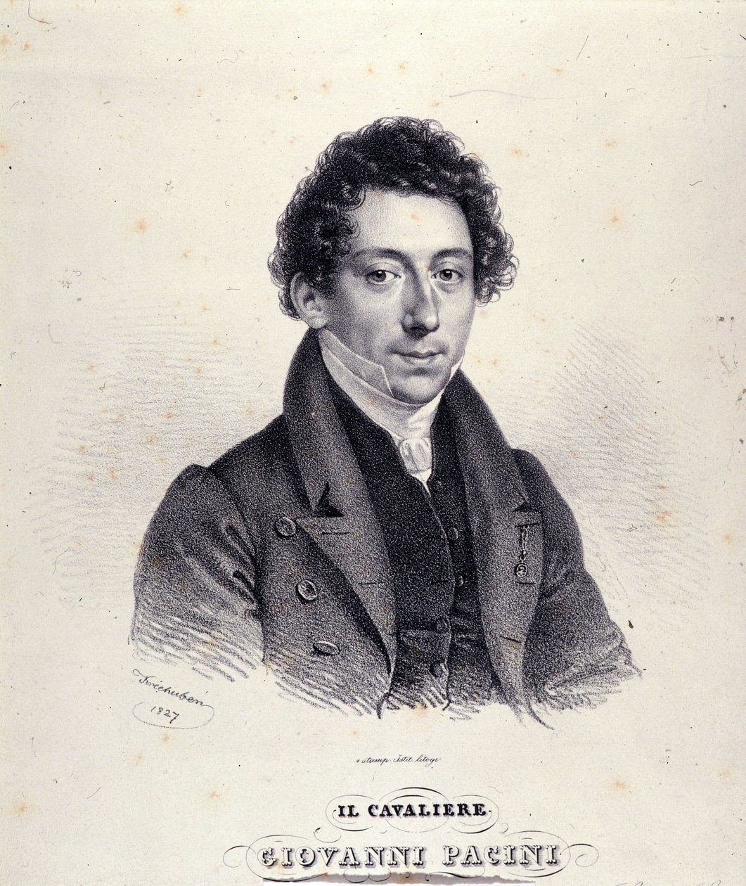 muotokuva italialaisesta säveltäjästä Giovanni Pacinista (1796-1867). tekijältä Unknown artist