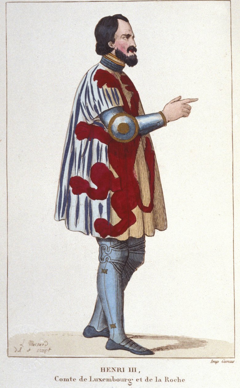 muotokuva Henrik III:sta Luxemburgin kreivi (1247 - 1284). Kaiverrus vuodelta 1830. tekijältä Unknown artist