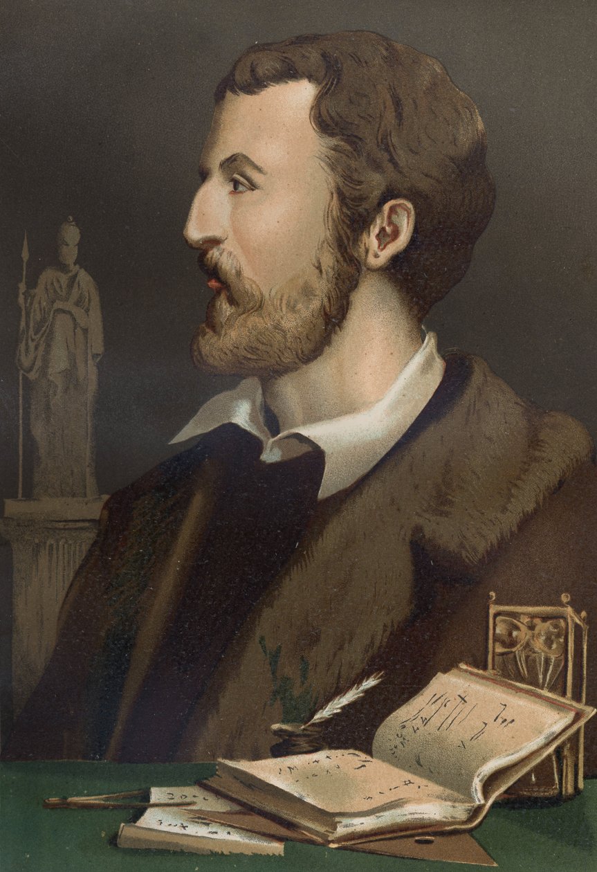 muotokuva Jerome Cardanista italiaksi Gerolamo Cardano (Cardanus Hieronymus) Medecin, matemaatikko, filosofi ja italialainen astrologi (Pavia tekijältä Unknown artist