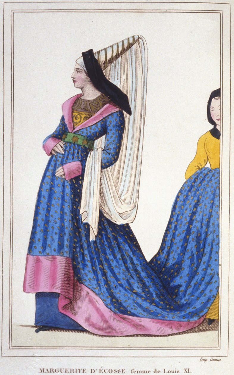 muotokuva Margaret of Scotlandista, Dauphine Ranskasta - James I tytär, Skotlannin kuningas ja Louis XI:n vaimo. 1418-1445. kaiverrus vuodelta 1830. tekijältä Unknown artist