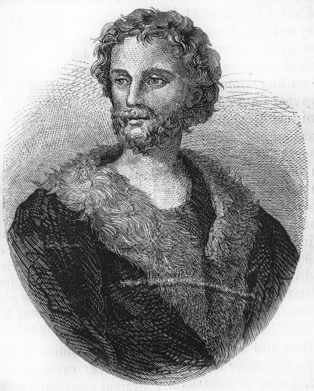 Mathurin Régnierin muotokuva. Ranskalainen runoilija (1573-1613) Kaiverrus vuodelta 1866. tekijältä Unknown artist