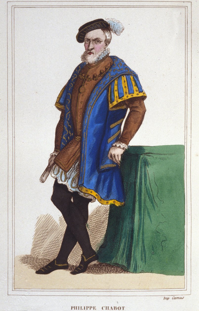 muotokuva Philippe de Chabotista, Brionin seignööristä, Ranskan amiraalista (1480-1543). kaiverrus vuodelta 1830 tekijältä Unknown artist