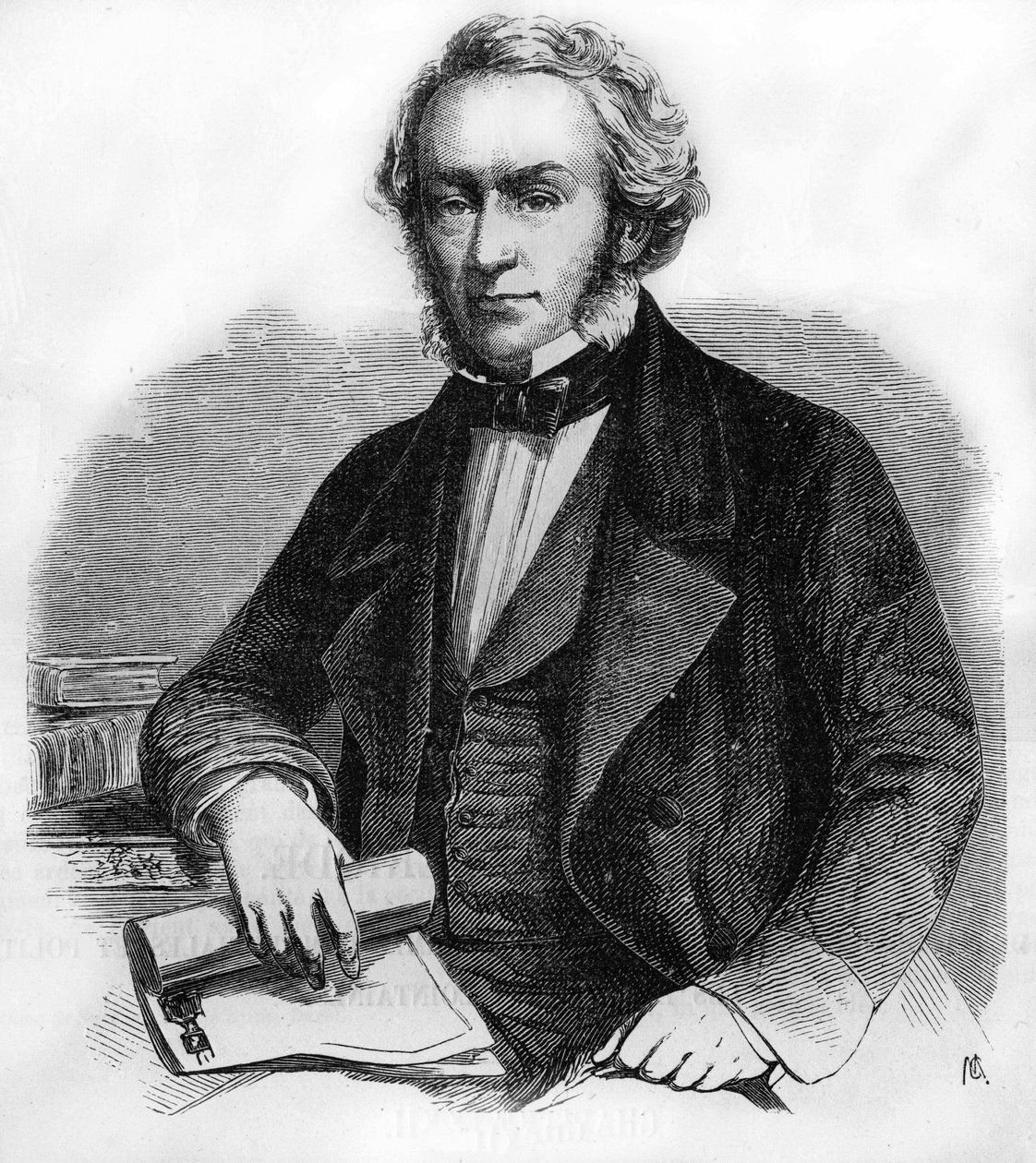 Richard Cobdenin muotokuva. Brittiläinen taloustieteilijä ja poliitikko (1804-1865). Kaiverrus vuodelta 1866. tekijältä Unknown artist