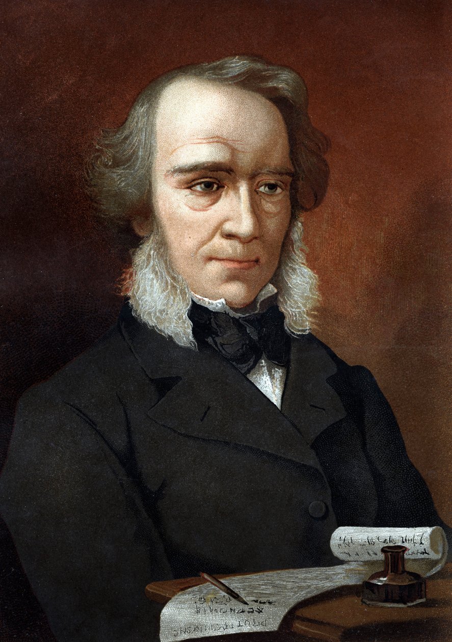 Richard Cobdenin muotokuva. Brittiläinen taloustieteilijä ja poliitikko (1804-1865). Louis Figuierin "Science and its Men" jälkeen Barcelona 1881 tekijältä Unknown artist