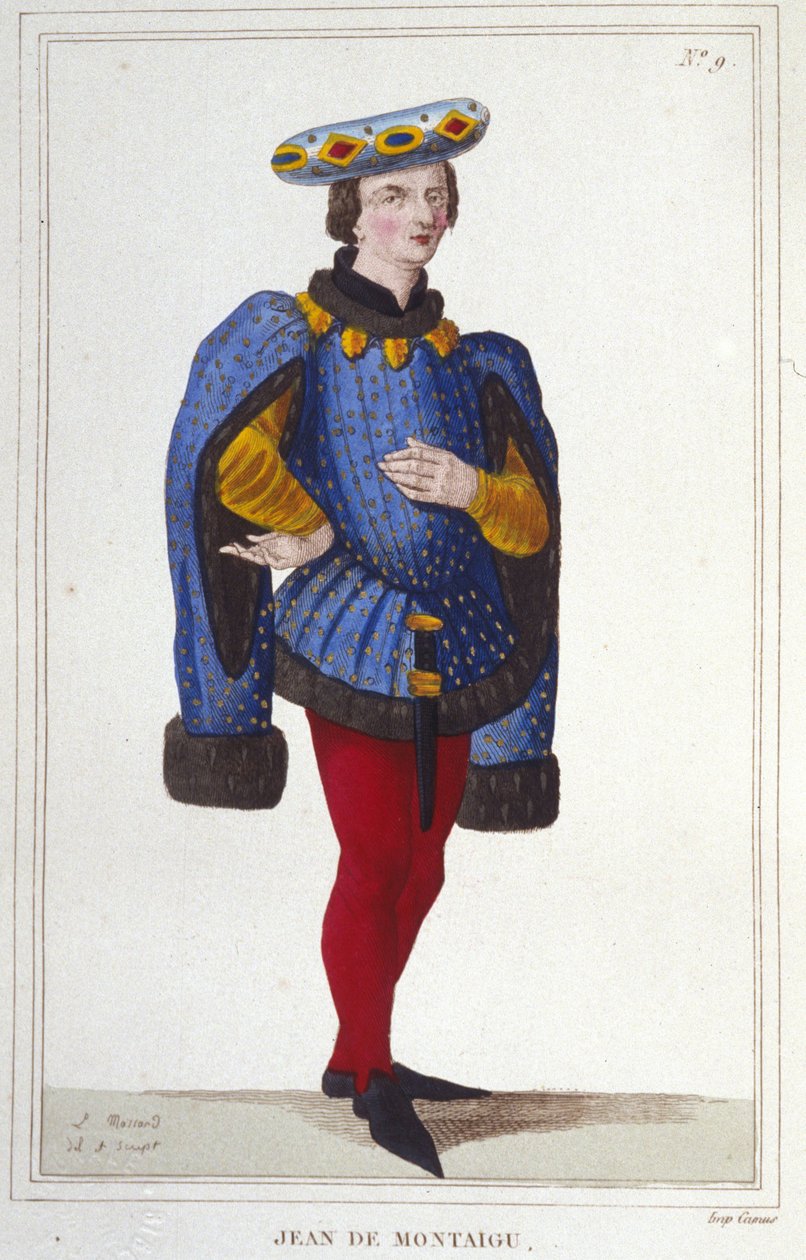 muotokuva tai Jean de Montaigu. Ranskan valtiomies (1349-1409). Talousjohtaja vuonna 1388. kaiverrus vuodelta 1830 tekijältä Unknown artist