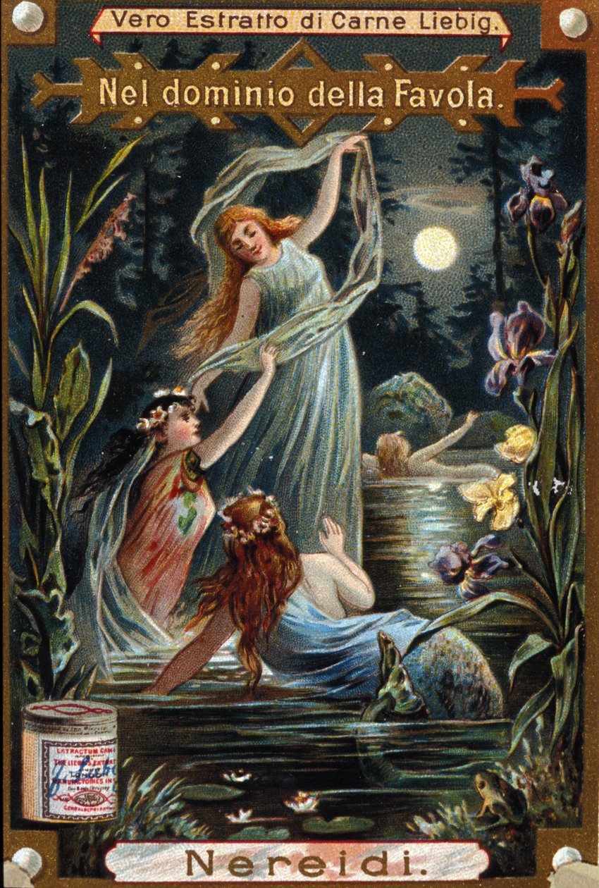 Nereidien, merinymfien esitys. 1800-luvun kromolitografia tekijältä Unknown artist