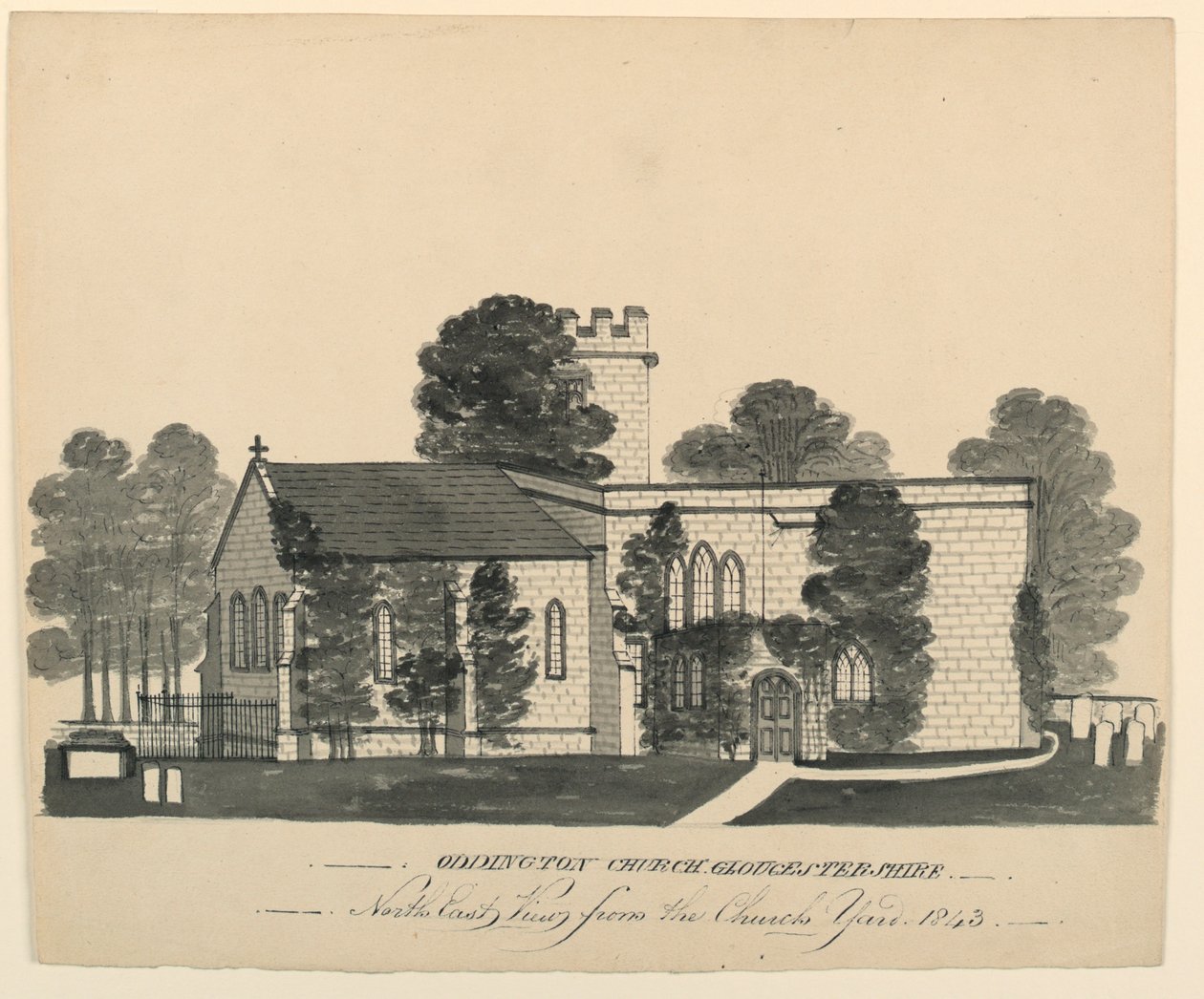 Oddington Church Yard, Gloucestershire, North East View tekijältä Unknown, English