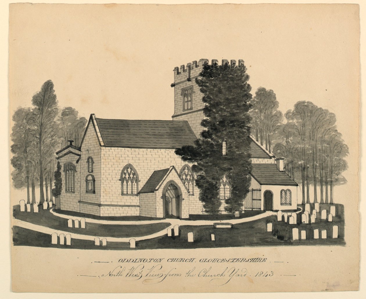 Oddington Church Yard, Gloucestershire, North West View tekijältä Unknown, English