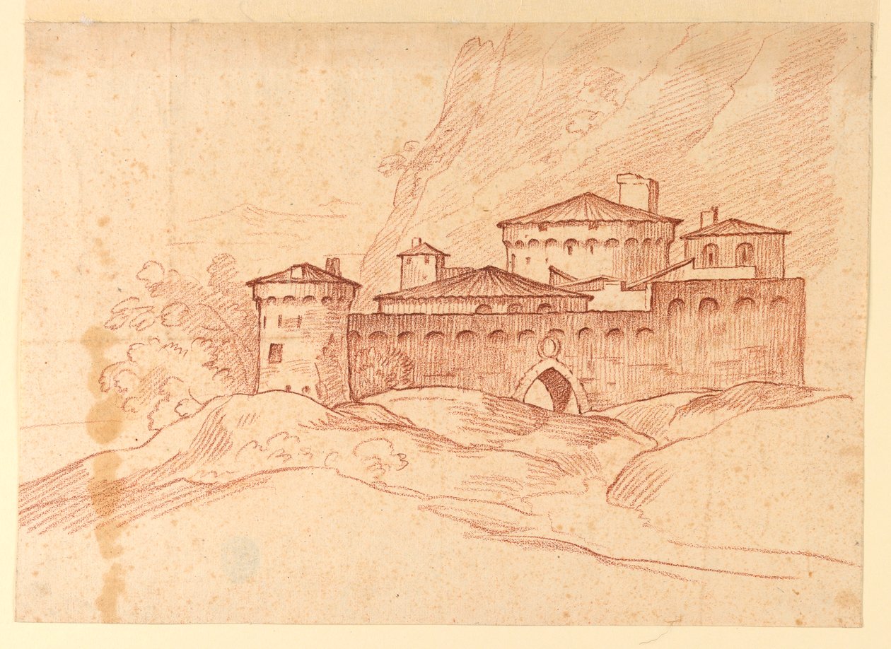 Piirustus, linna vuoristossa, 1810-1830 tekijältä Unknown artistUnknown artist