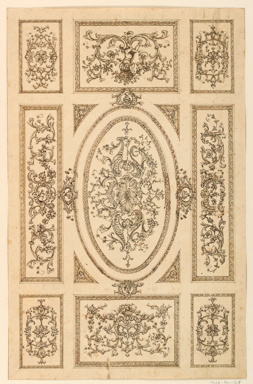 Piirustus, kattosuunnittelu, n. 1750 tekijältä Unknown artistUnknown artist
