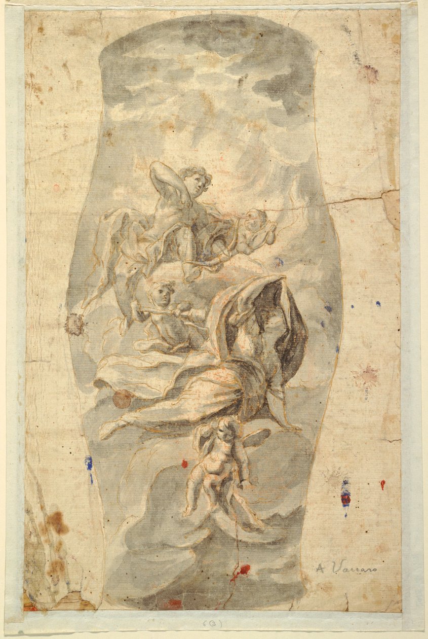 Piirustus, kattokuvio, jossa Apollo, n. 1780. tekijältä Unknown artistUnknown artist