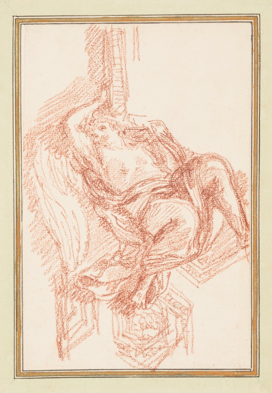Piirros, katto, siivekäs mieshahmo, n. 1759-70. tekijältä Unknown artistUnknown artist