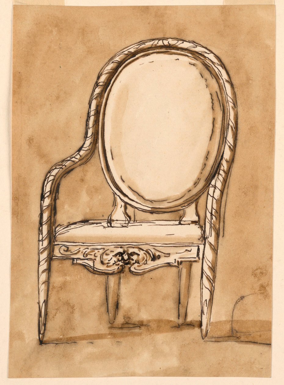 Piirustus, tuoli, 1780-1790 tekijältä Unknown artistUnknown artist