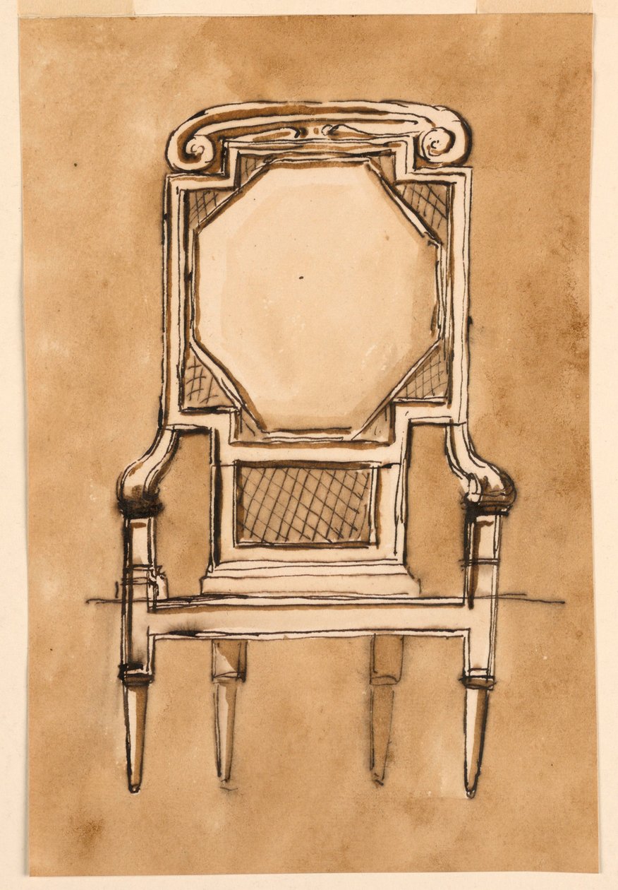 Piirustus, tuoli, 1780-1790 tekijältä Unknown artistUnknown artist