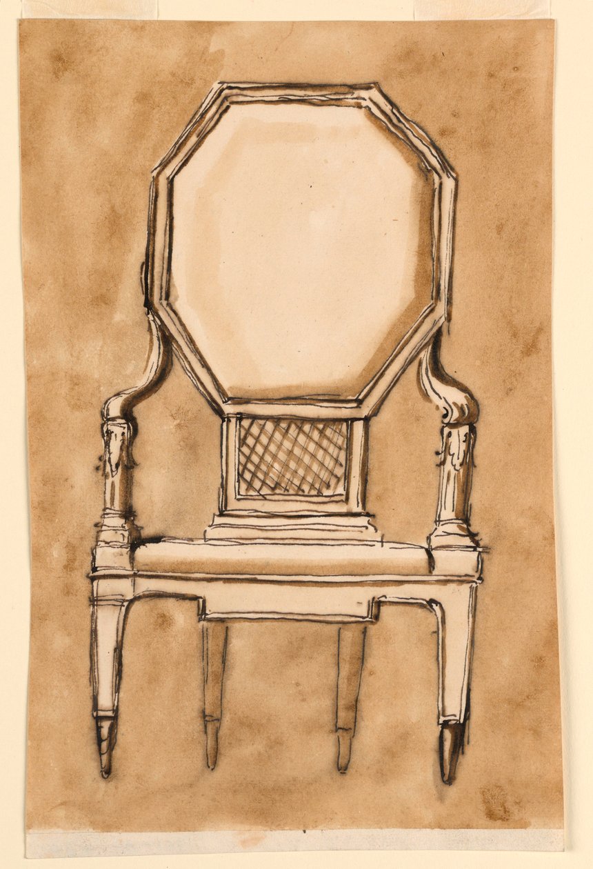 Piirustus, tuoli, 1780-90 tekijältä Unknown artistUnknown artist