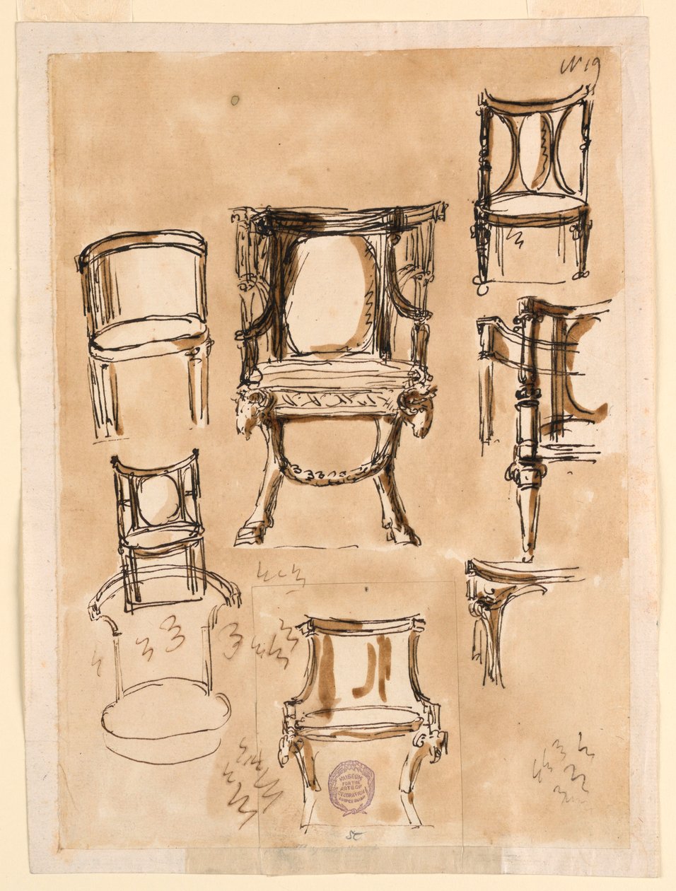 Piirustus, tuolit, 1780-1790 tekijältä Unknown artistUnknown artist