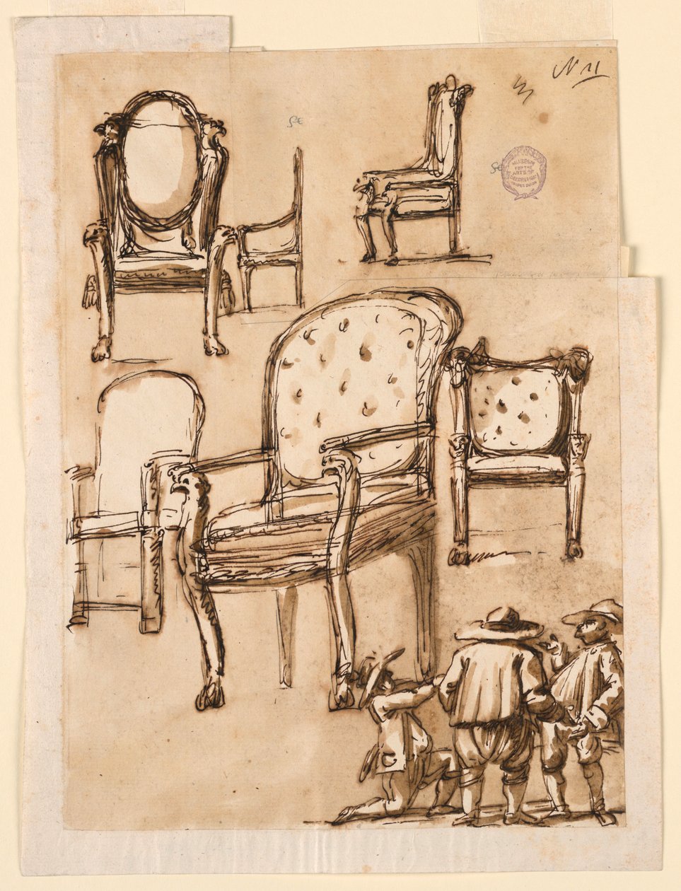 Piirustus, tuolit, 1780-1790 tekijältä Unknown artistUnknown artist