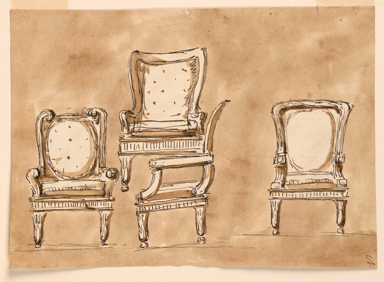 Piirustus, tuolit, 1780-90 tekijältä Unknown artistUnknown artist