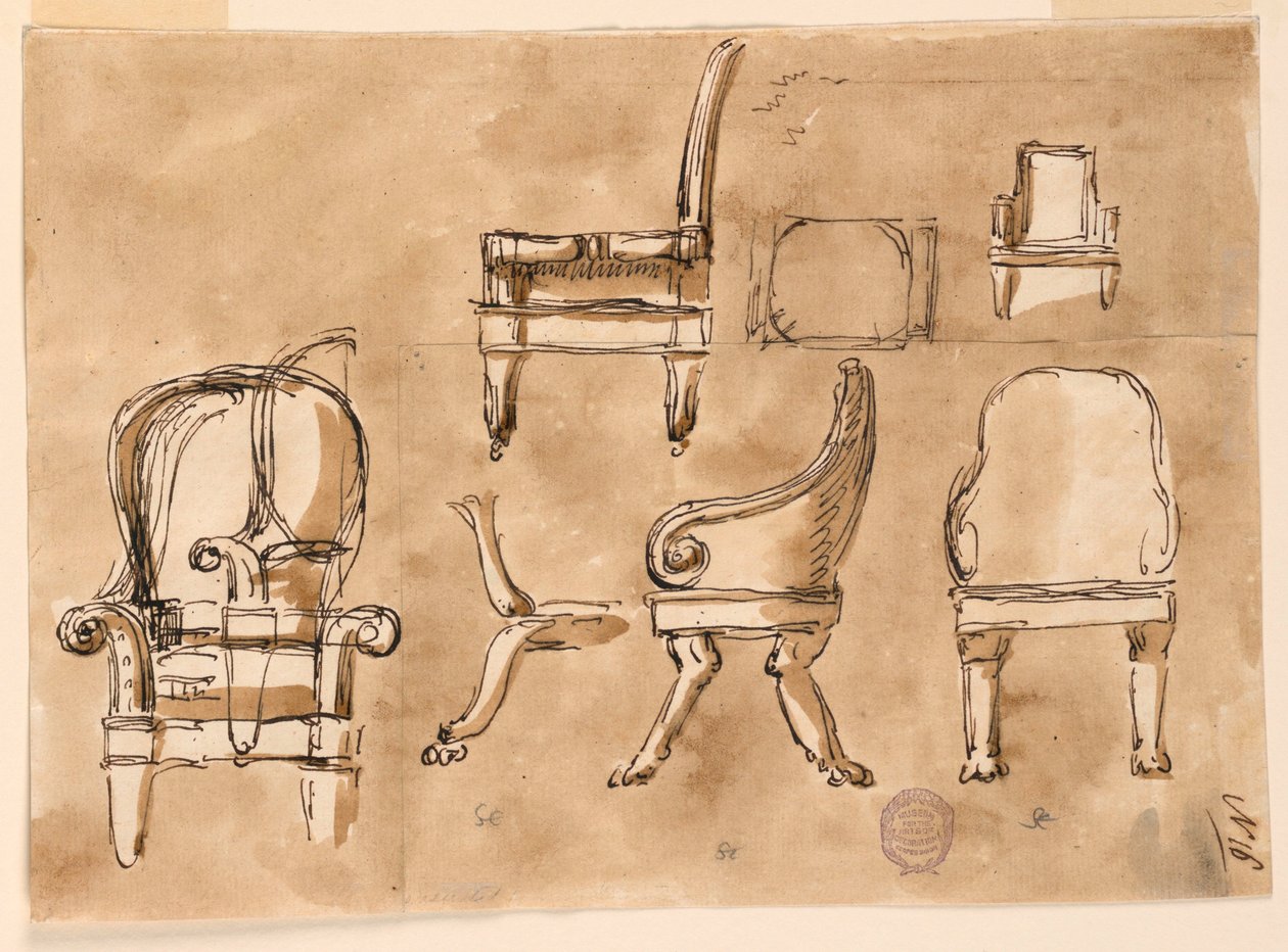 Piirustus, tuolit, 1780-90 tekijältä Unknown artistUnknown artist