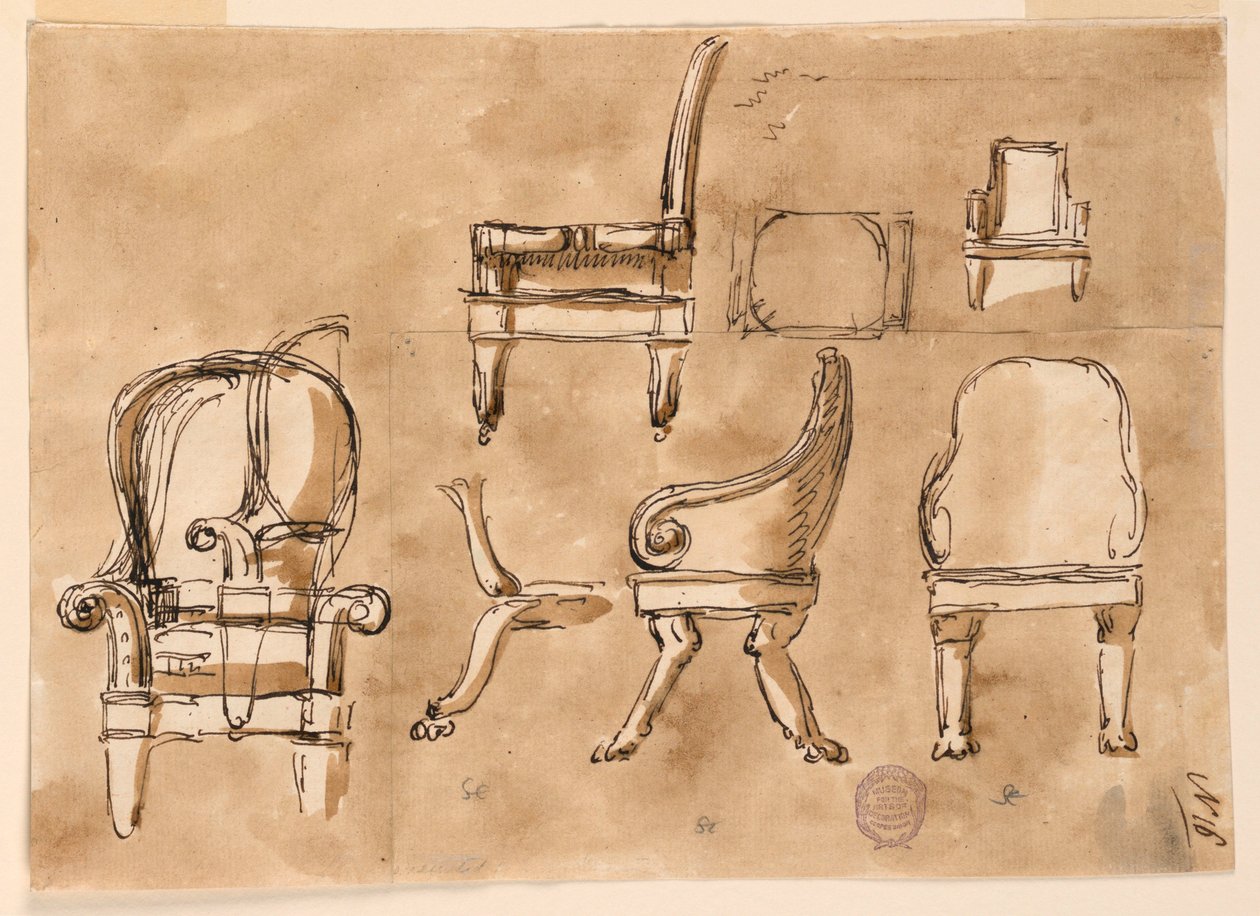 Piirros, tuolit, n. 1800 tekijältä Unknown artistUnknown artist