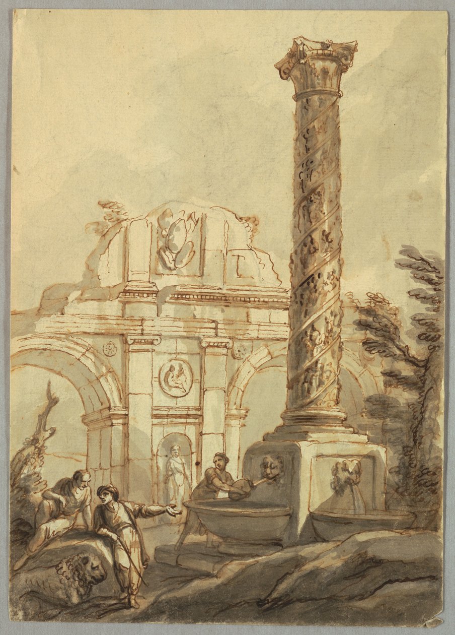 Piirros, Klassiset rauniot, n. 1750 tekijältä Unknown artistUnknown artist
