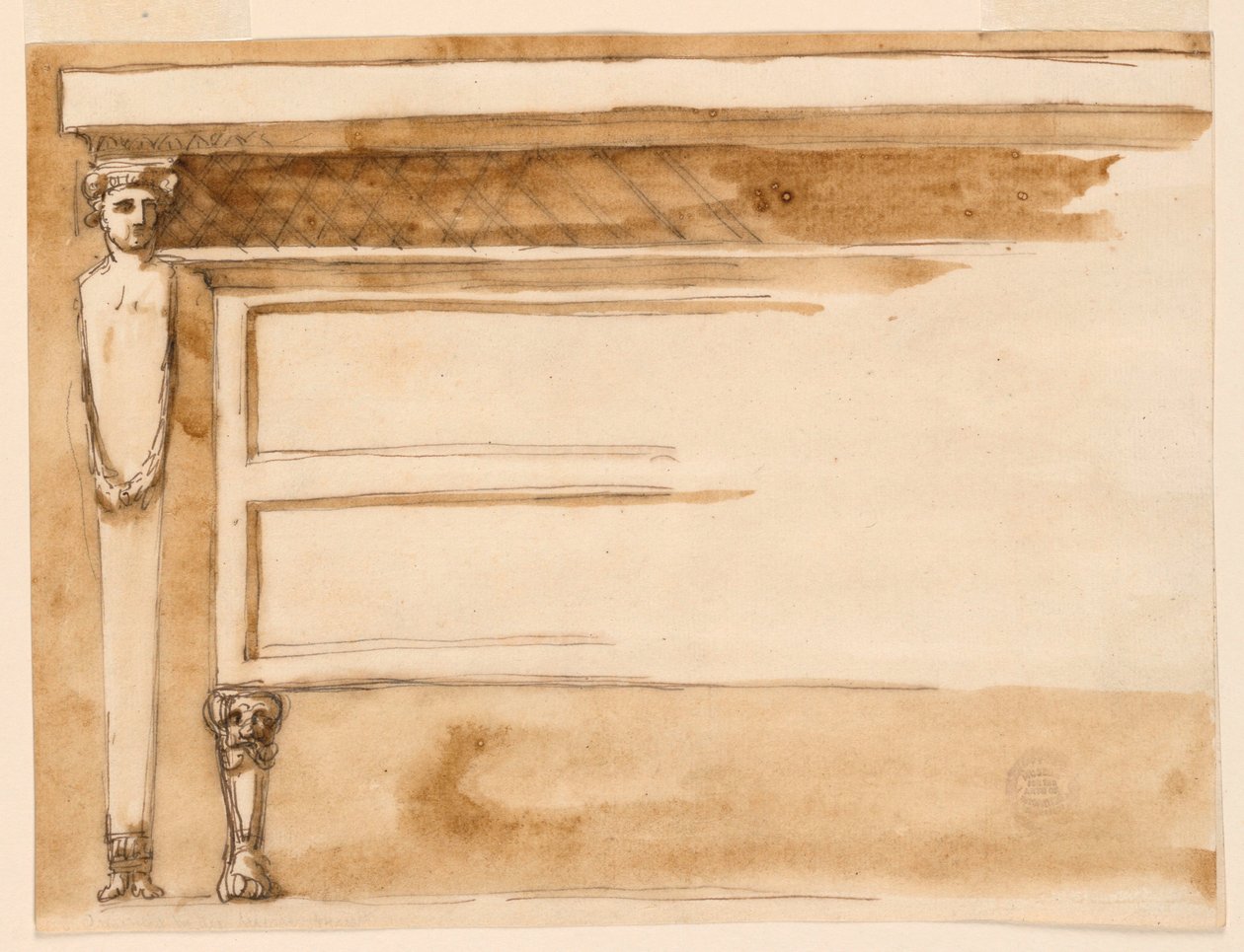 Piirustus, konsolipöytä ja lipasto, n. 1795. tekijältä Unknown artistUnknown artist