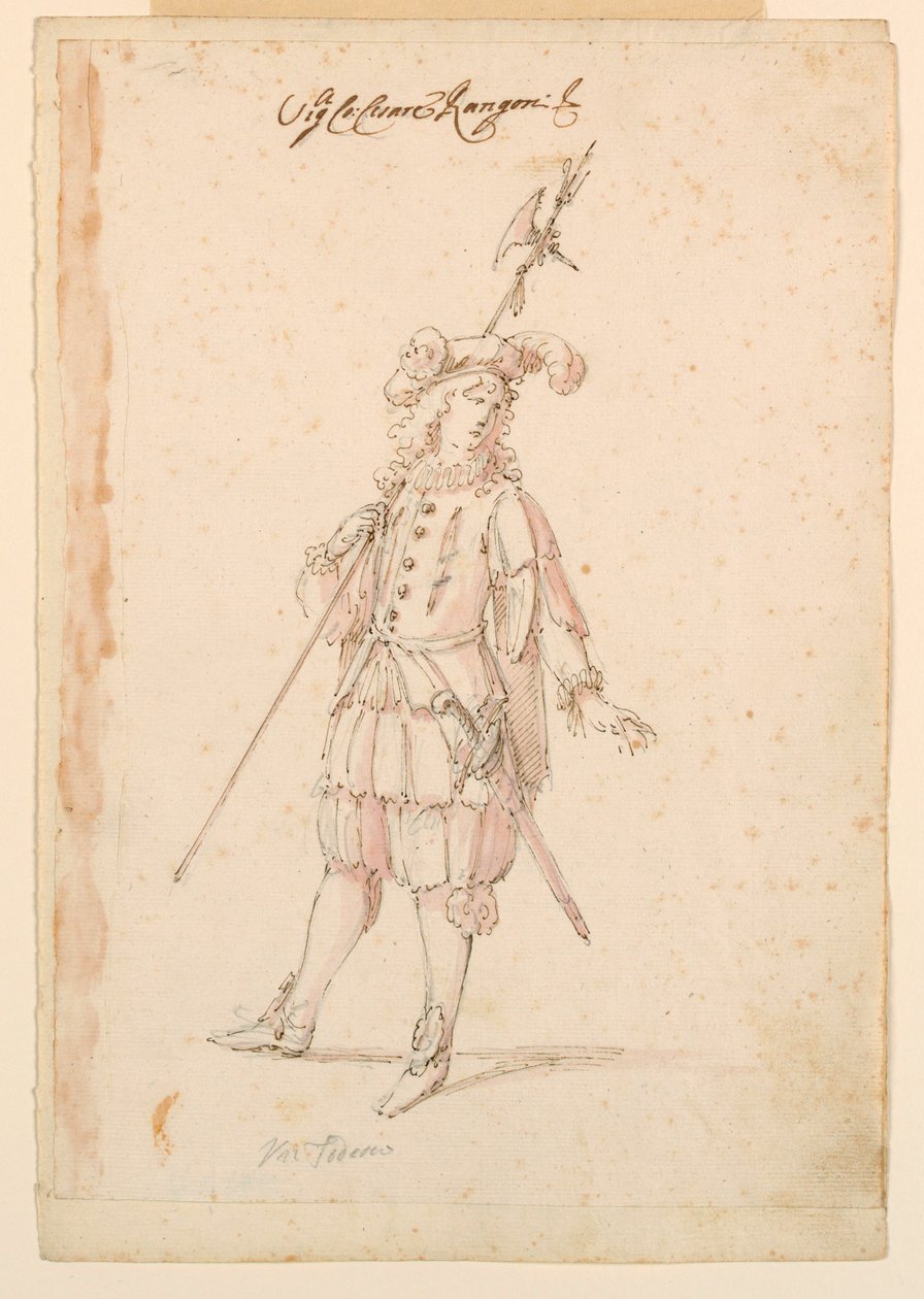 Piirustus, pukusuunnittelu: 1720, n. 1720. tekijältä Unknown artistUnknown artist