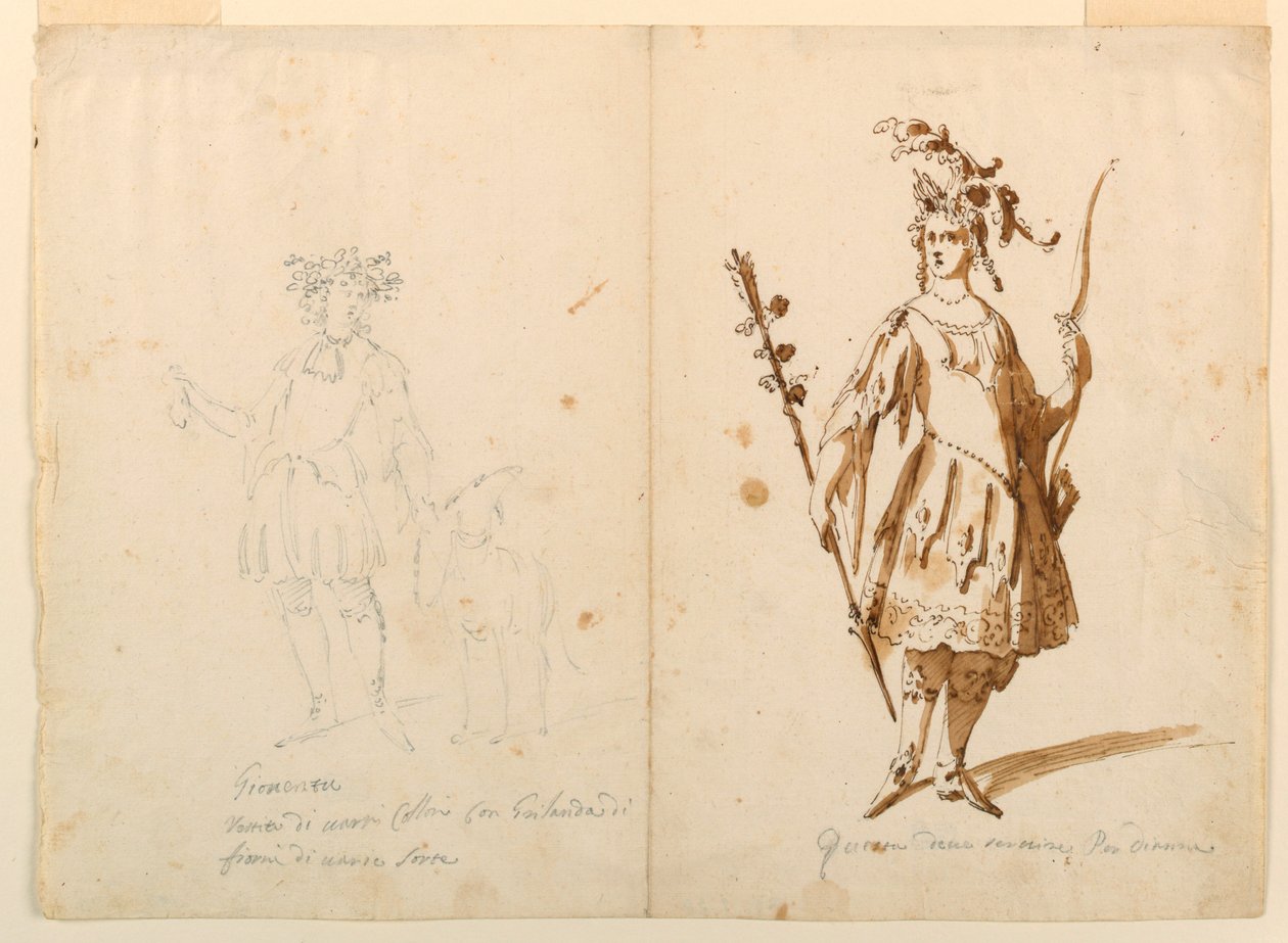 Piirustus, pukusuunnittelu: n. 1720. tekijältä Unknown artistUnknown artist