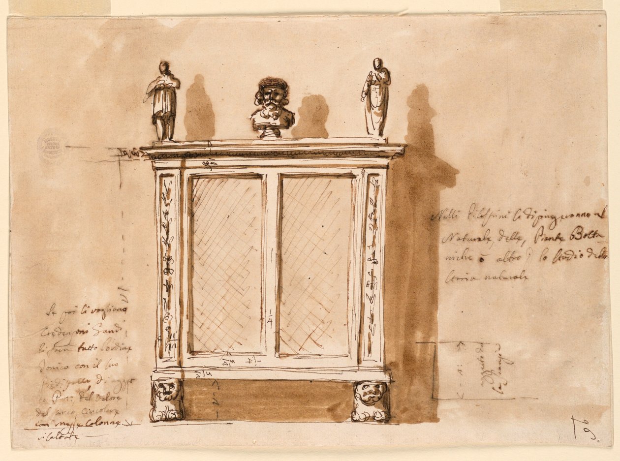 Piirustus, kaappi, 1790-1810 tekijältä Unknown artistUnknown artist