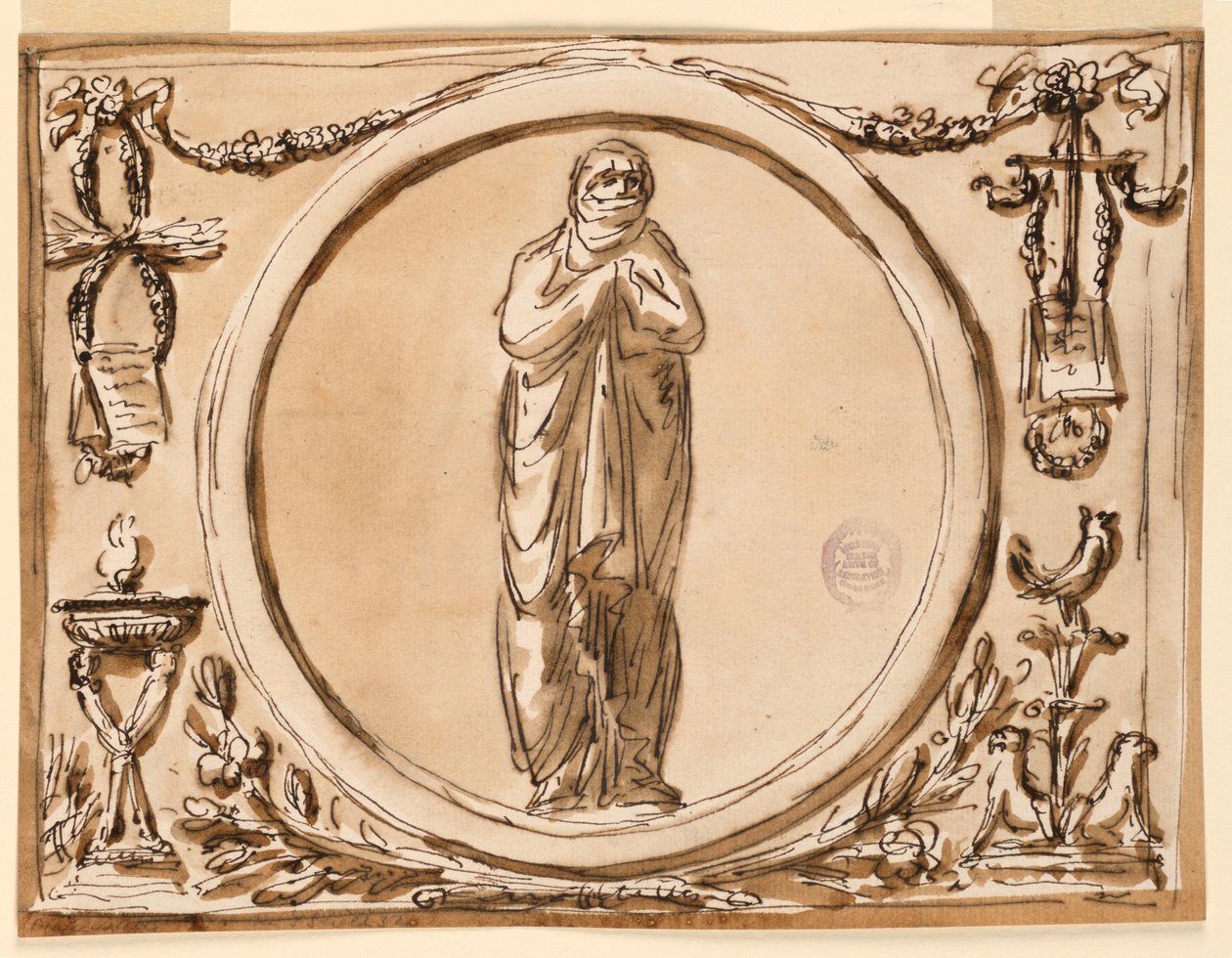 Piirustus, paneelin koristelu, 1789-1793 tekijältä Unknown artistUnknown artist