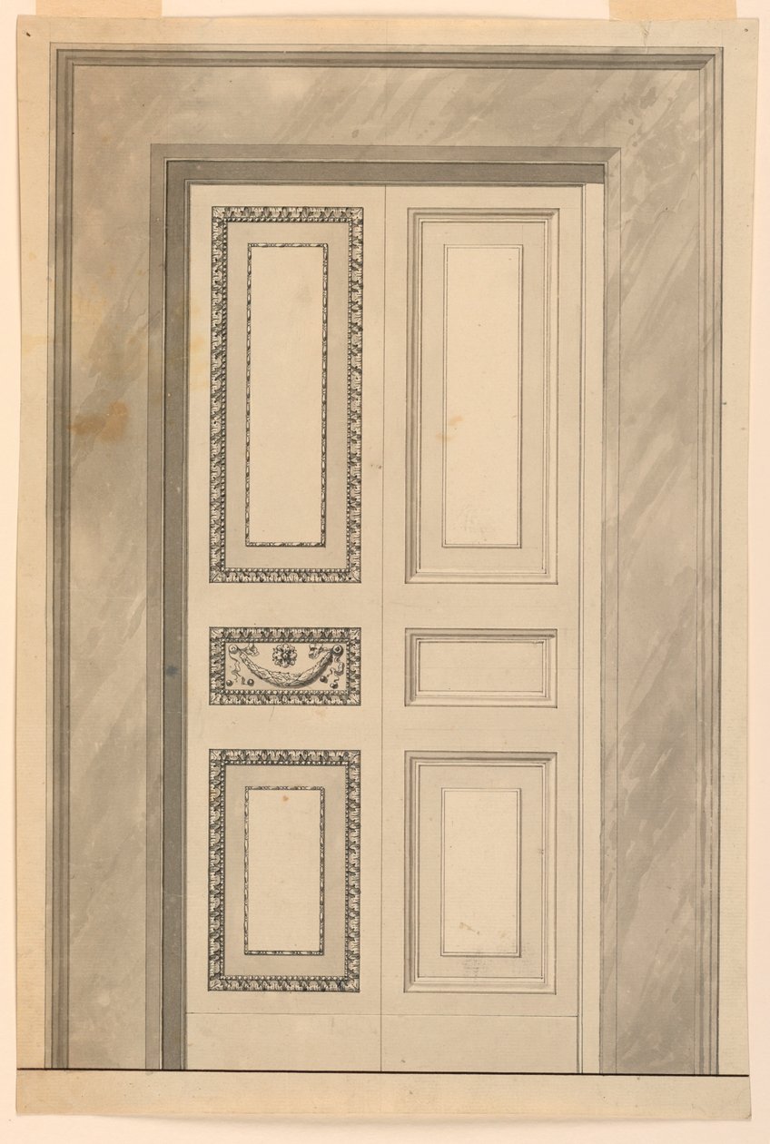 Piirustus, Taitto-oven koristelu, n. 1780. tekijältä Unknown artistUnknown artist