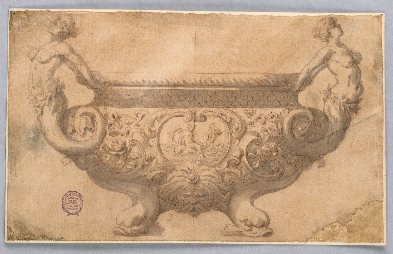 Piirustus, kulhon luonnos, 1700-1900-luku tekijältä Unknown artistUnknown artist