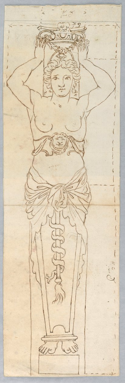 Piirustus, Karyatidin luonnos, 1700-luku tekijältä Unknown artistUnknown artist