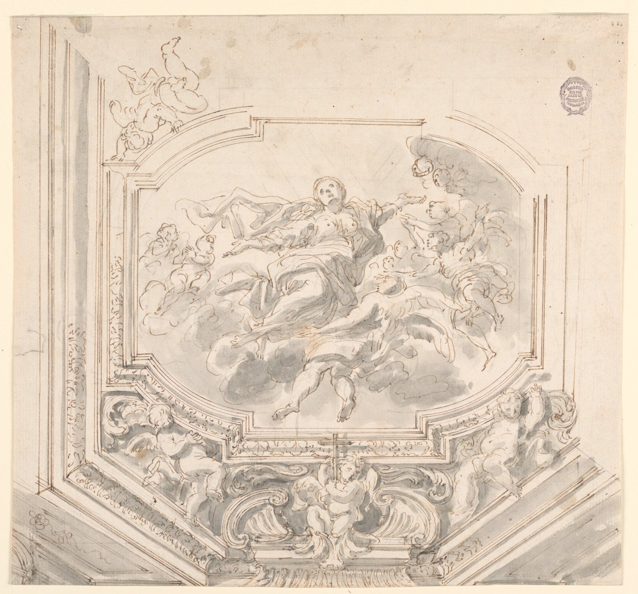 Piirustus, kattosuunnitelma, 1700-luku tekijältä Unknown artistUnknown artist