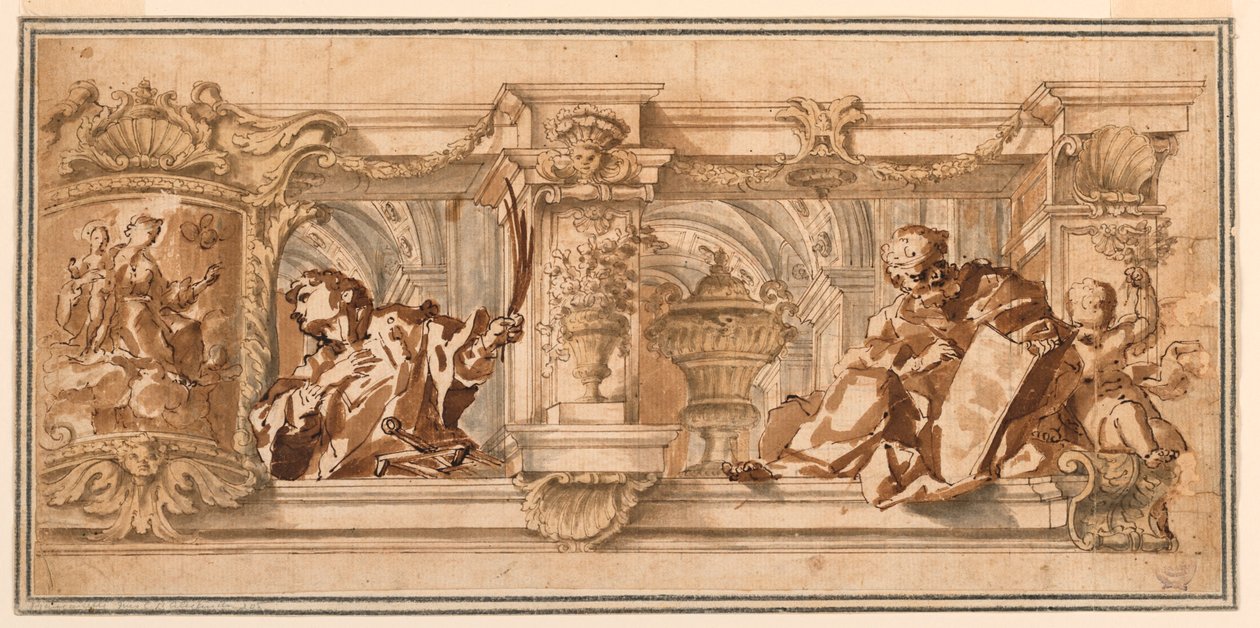 Piirustus, kattoristikon luonnos, n. 1680. tekijältä Unknown artistUnknown artist
