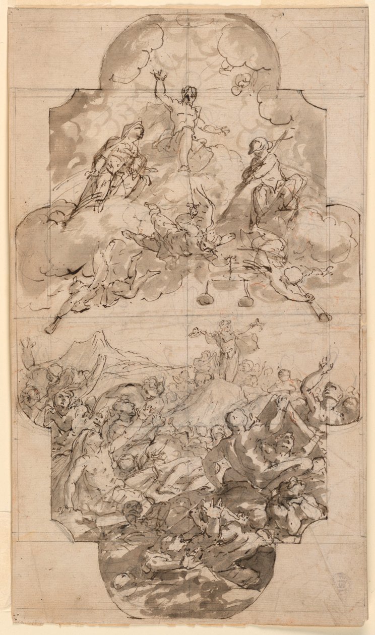 Piirustus, Kirkon kattosuunnitelma, 1700-1750 tekijältä Unknown artistUnknown artist