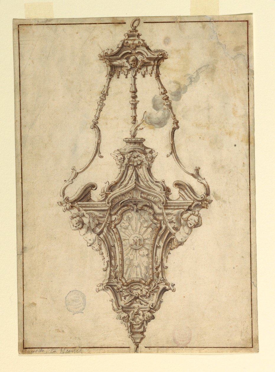 Piirustus, kanisterin luonnos, 1725-1750 tekijältä Unknown artistUnknown artist