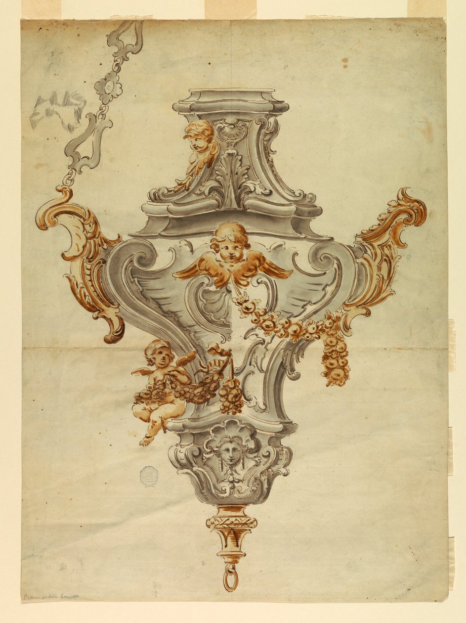 Piirustus, kanisterin malli, 1700-luvun alku tekijältä Unknown artistUnknown artist
