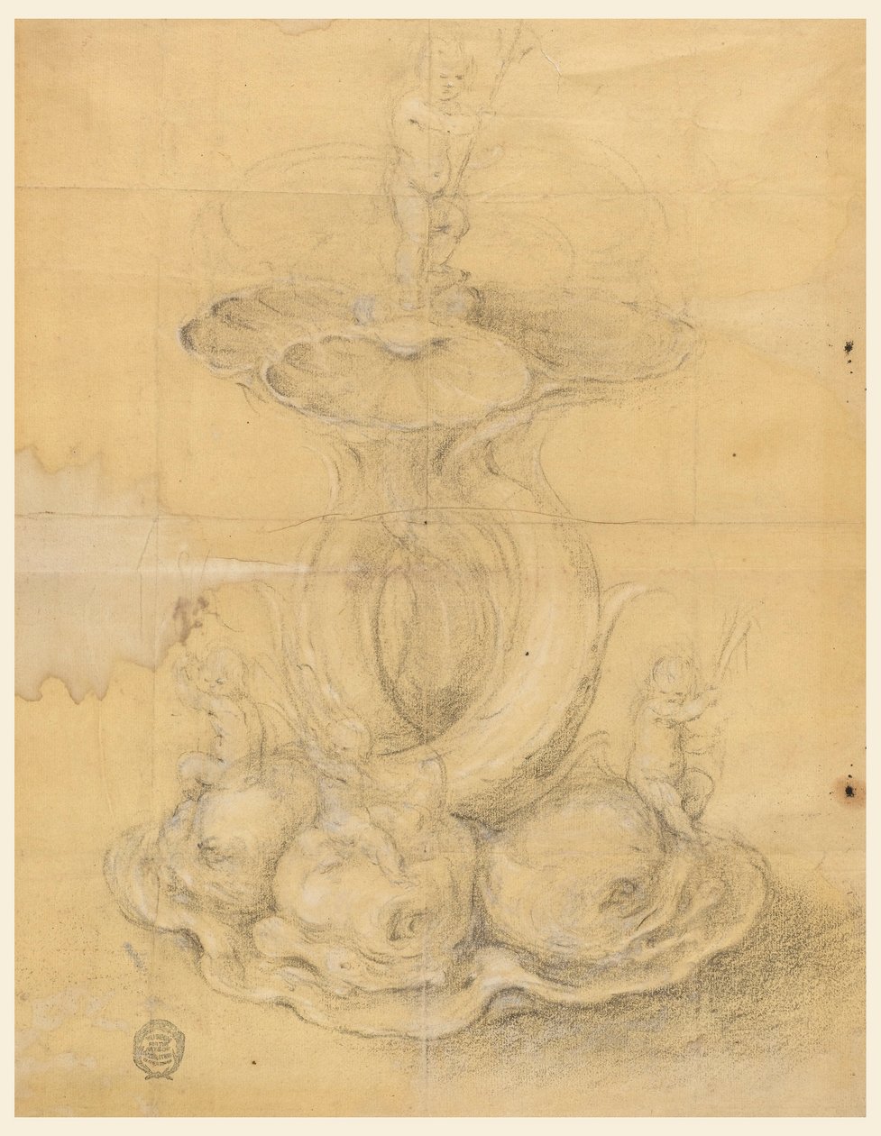 Piirustus, keskipisteen suunnittelu, 1630-60 tekijältä Unknown artistUnknown artist