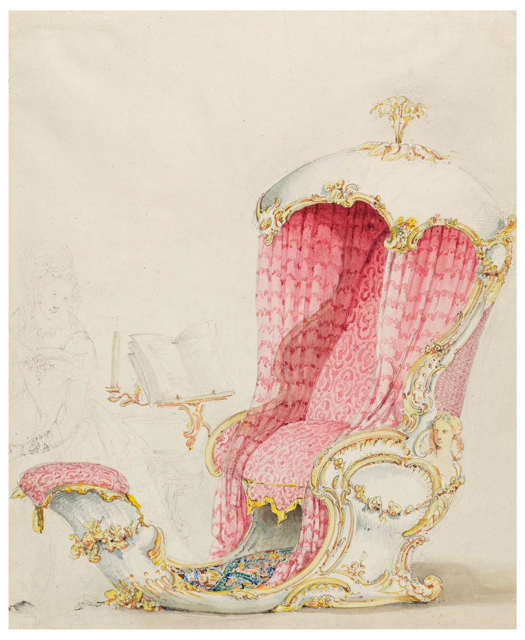Piirustus, Lounge-istuimen malli, n. 1810. tekijältä Unknown artistUnknown artist