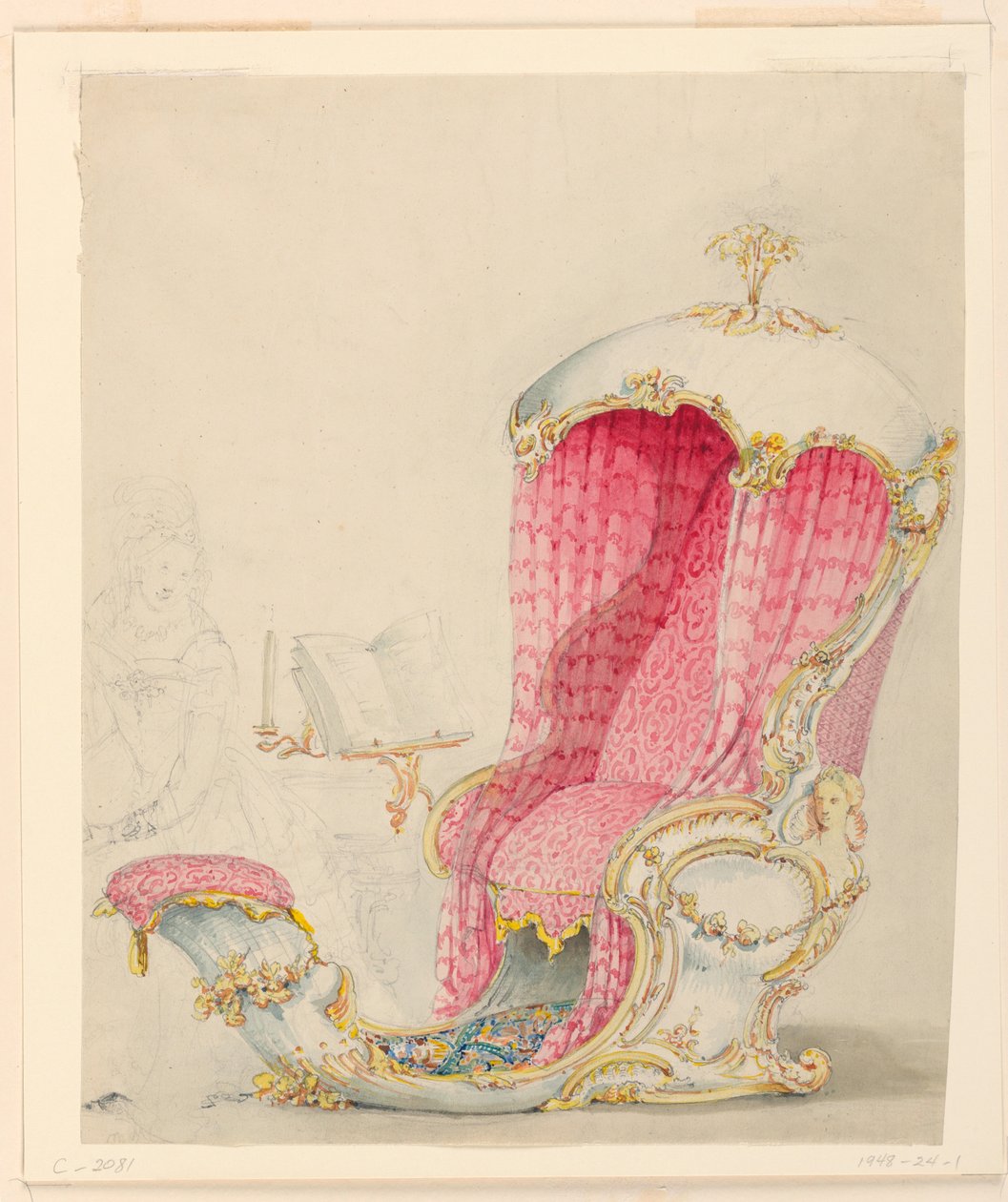 Piirustus, Lounge-istuimen malli, n. 1810. tekijältä Unknown artistUnknown artist