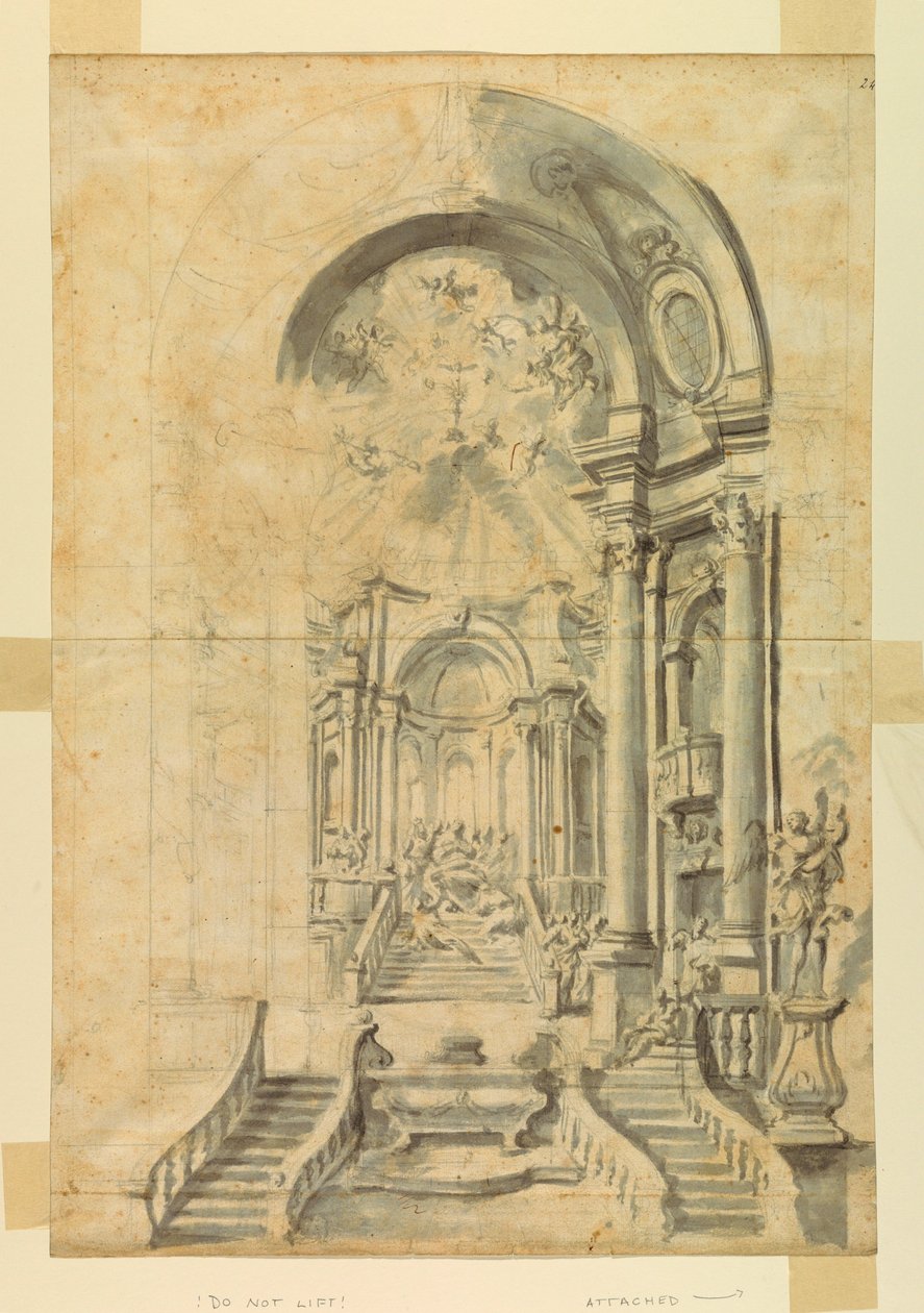 Piirustus, Kirkkojuhla-asetelman luonnos, n. 1700. tekijältä Unknown artistUnknown artist