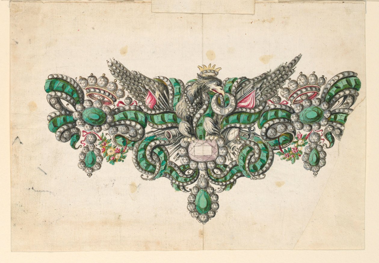 Piirustus, rintakorun malli, 1740-50 tekijältä Unknown artistUnknown artist