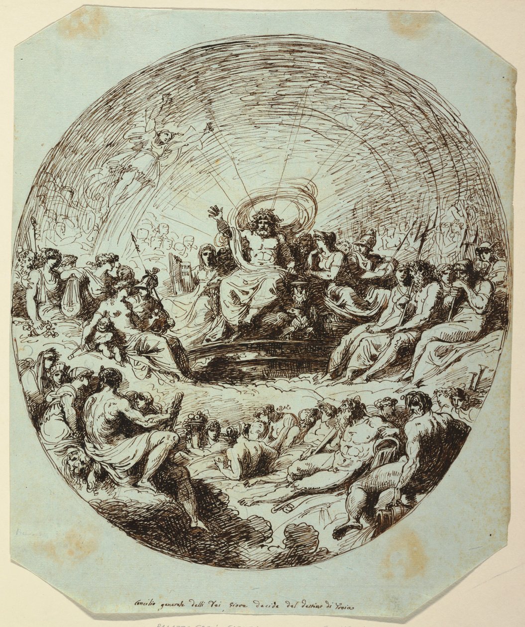 Piirros, Zeus päättää Troijan kohtalosta, Palazzo Gessi, Faenza, 1813. tekijältä Unknown artistUnknown artist