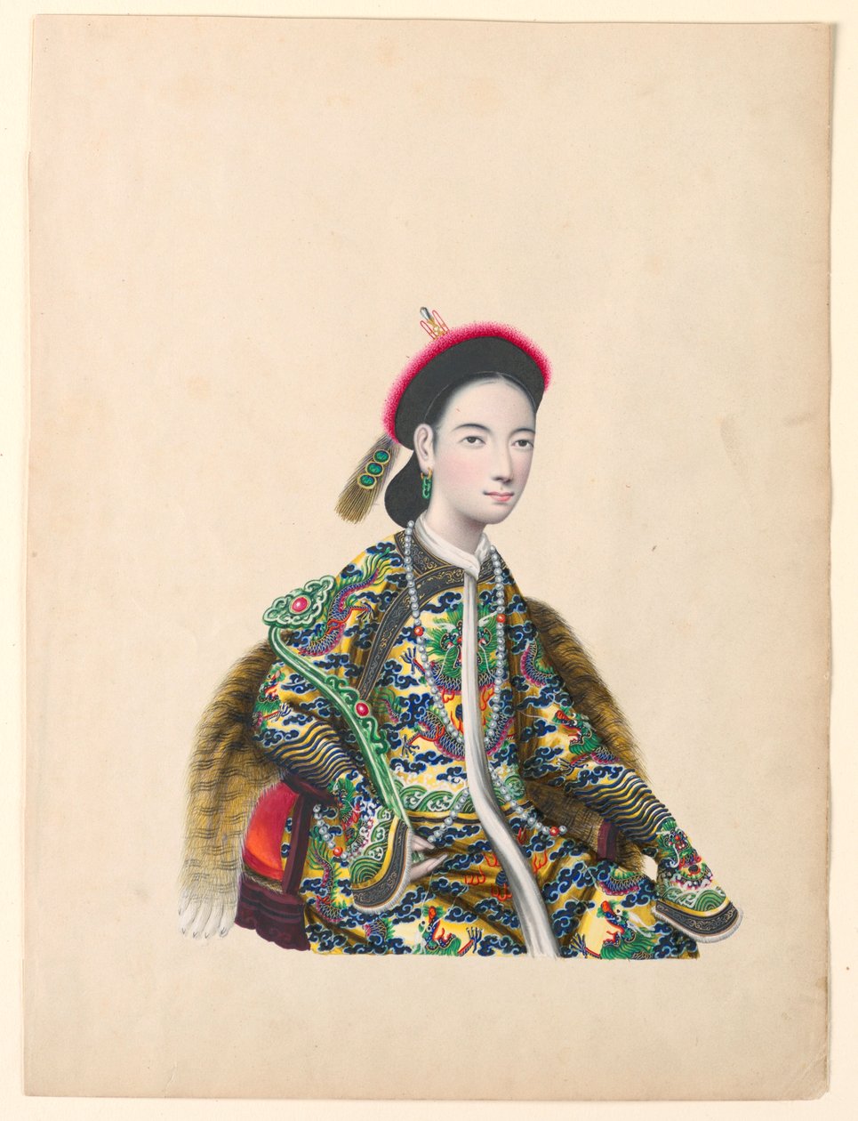 Miniatyyri, istuvan naisen muotokuva, n. 1820-60. tekijältä Unknown artistUnknown artist