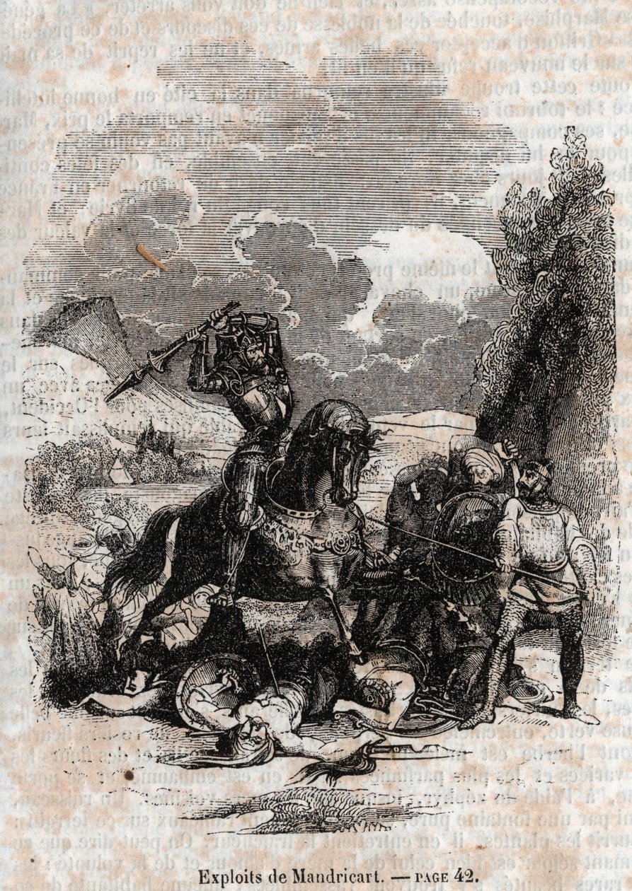 1851 kaiverrus kirjasta "" Roland furieux"" tekijältä Unknown artist