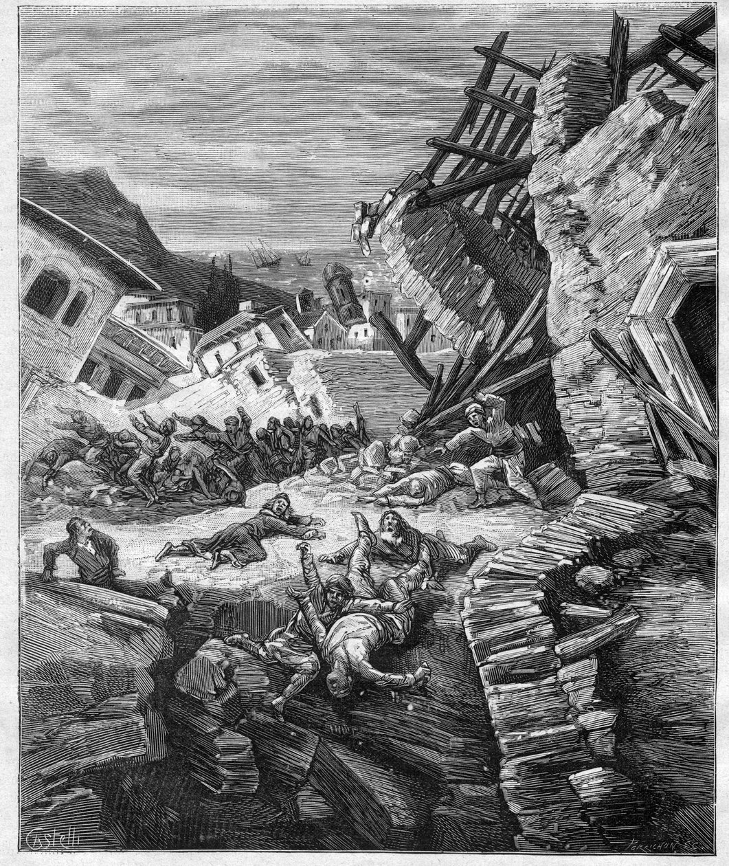 1881 Khioksen maanjäristys - Kreikka - Maanjäristys Chioksessa tekijältä Unknown artist