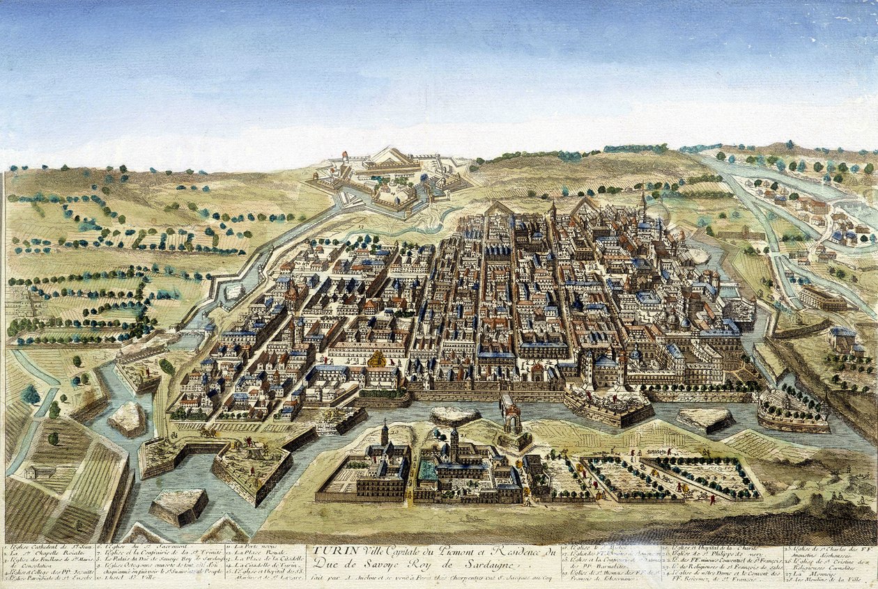 1700-luvun kaiverrus, joka edustaa Torinon kaupunkia. tekijältä Unknown artist