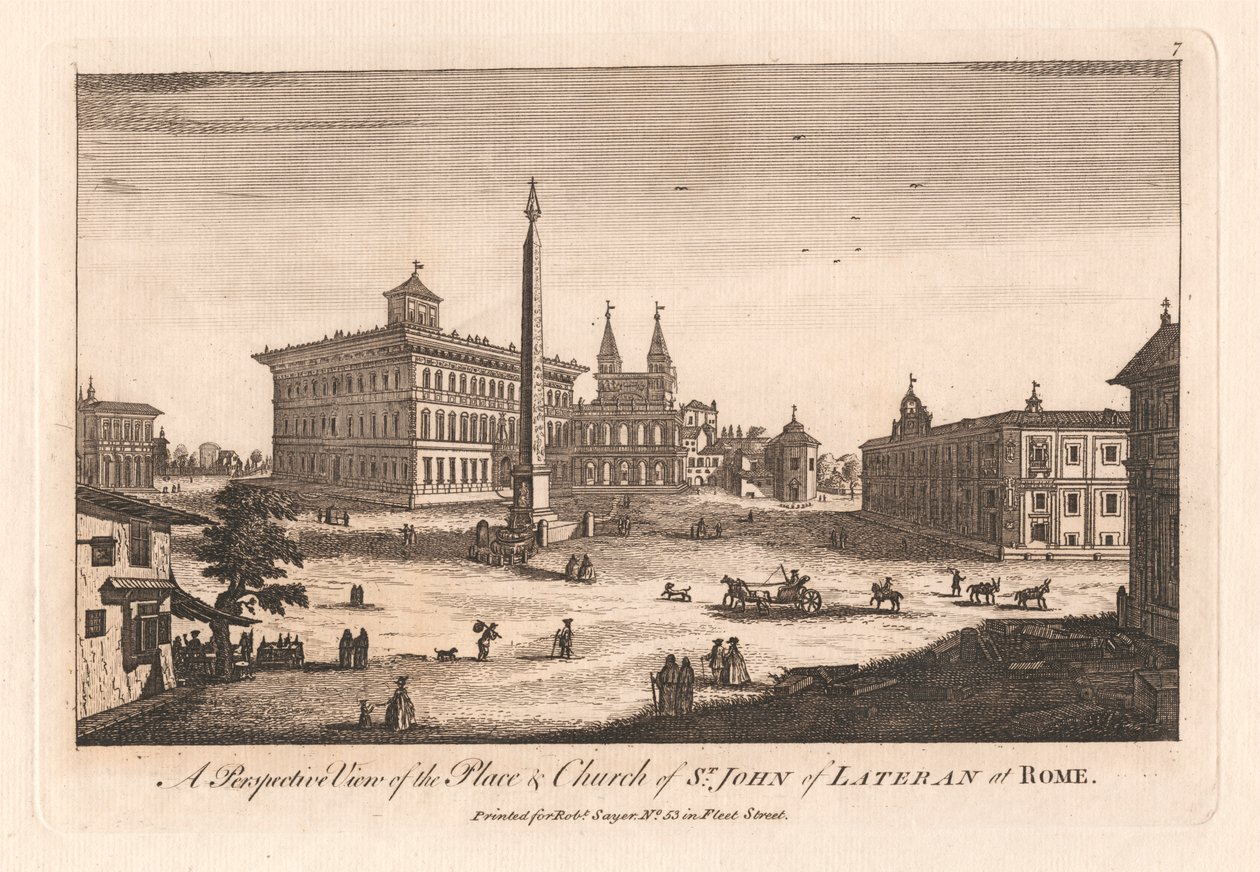 Perspektiivinäkymä Lateraanilaisen Pyhän Johanneksen paikasta ja kirkosta Roomassa tekijältä Unknown artist