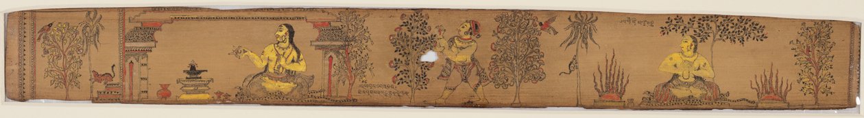 Prinssi tekee karkuutta (recto), Upendra Bhanjan Chandrabhanun ja Lavanyavatin romanssista (1670–1740) tekijältä Unknown artist